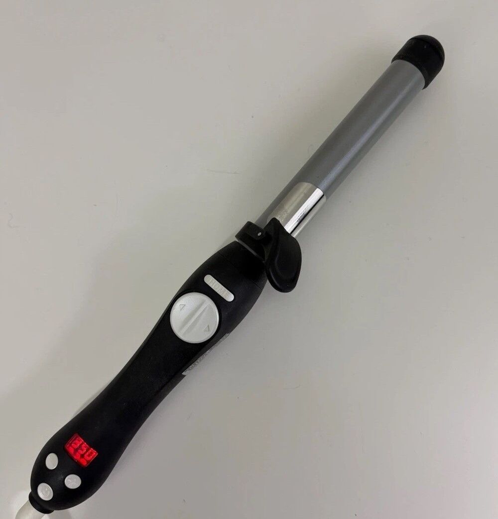 BeachWaver S1 BW1136S1 Rotating 1” Curling Iron Black and Silver Tested Working